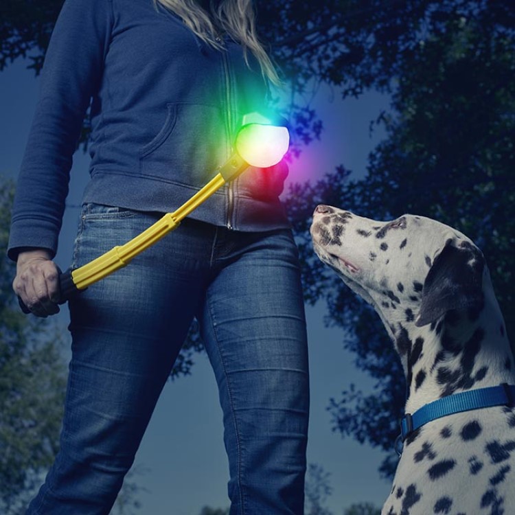 Sammenklappelig boldkaster med LED bold
